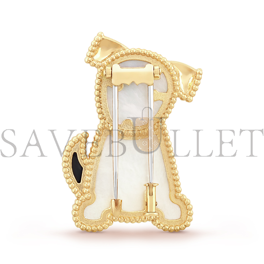 VAN CLEEF ARPELS LUCKY ANIMALS DOG CLIP - YELLOW GOLD, MOTHER-OF-PEARL, ONYX  VCARP2AU00